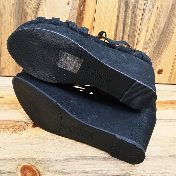 GENTLE SOULS for KENNETH COLE  Black Gladiator Platform Joy Wedge Sandals - Picture 7 of 8